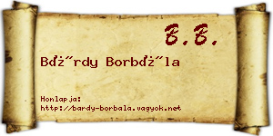 Bárdy Borbála névjegykártya